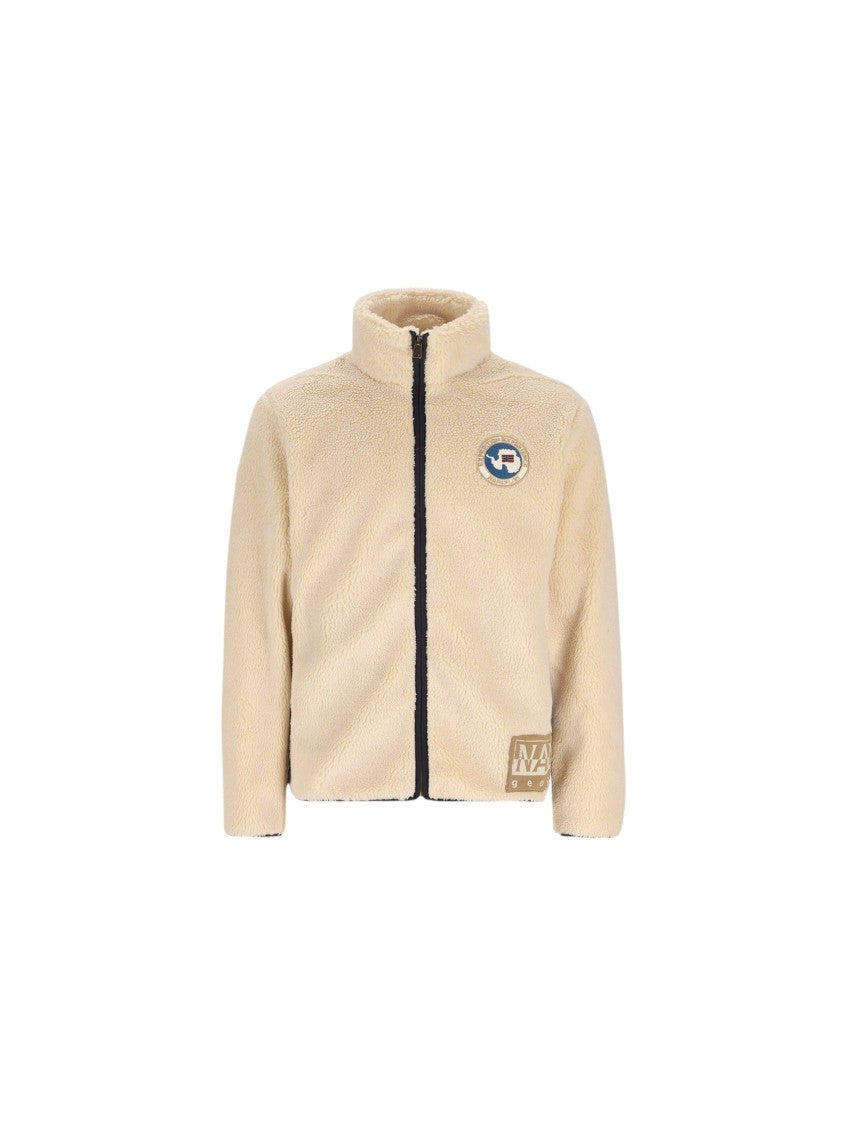 Napapijri Archive Fleece Cream Stand Collar Polyester Fleece Jacket