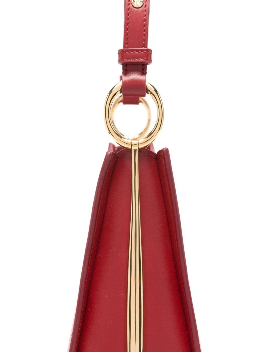 Rabanne Structured Red Shoulder Bag With Brass Hardware