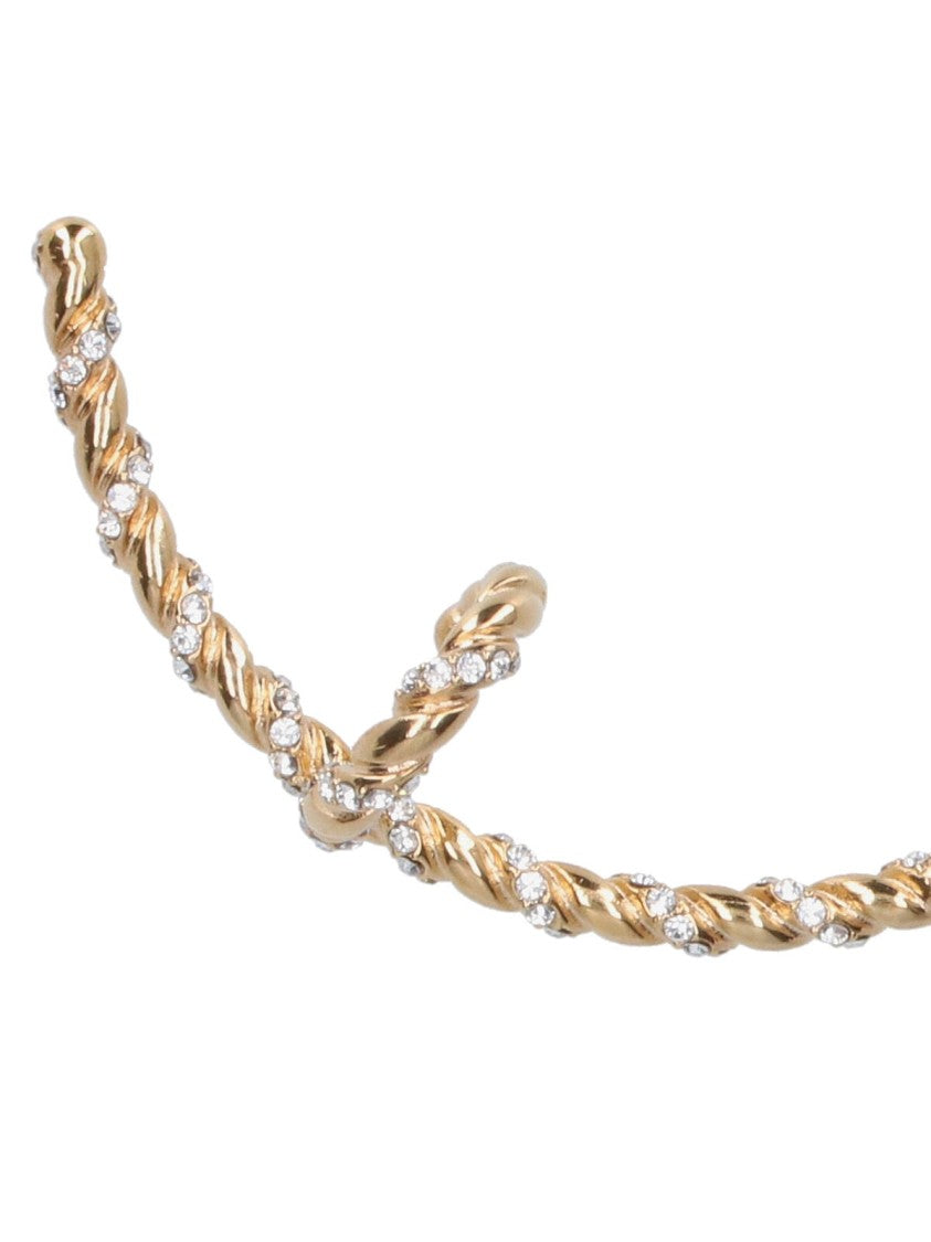 Valentino Garavani Twisted Gold-Tone Cuff Earring With Silver-Toned Crystals