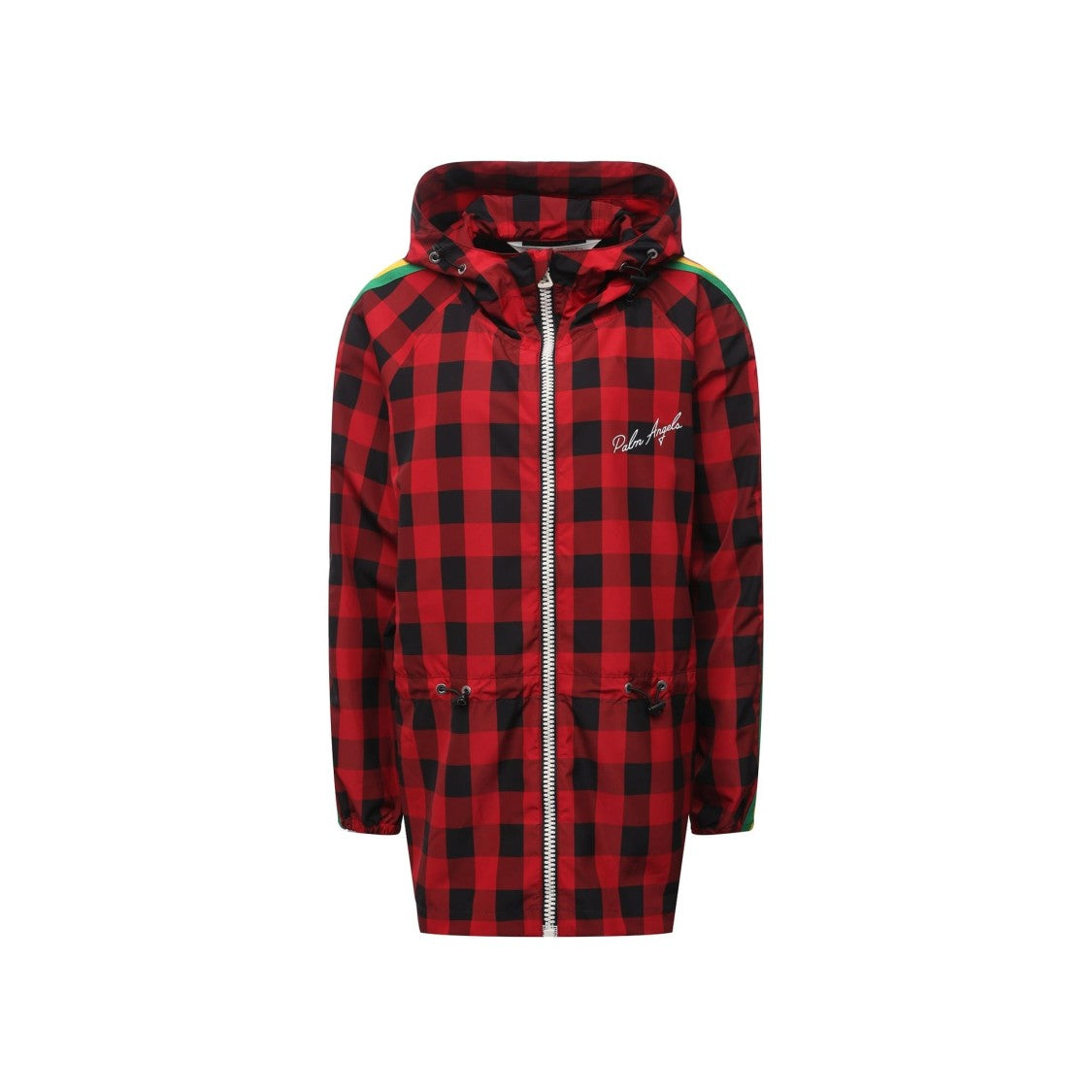 Palm Angels Windbreaker Jacket With Hood, Checkered Pattern