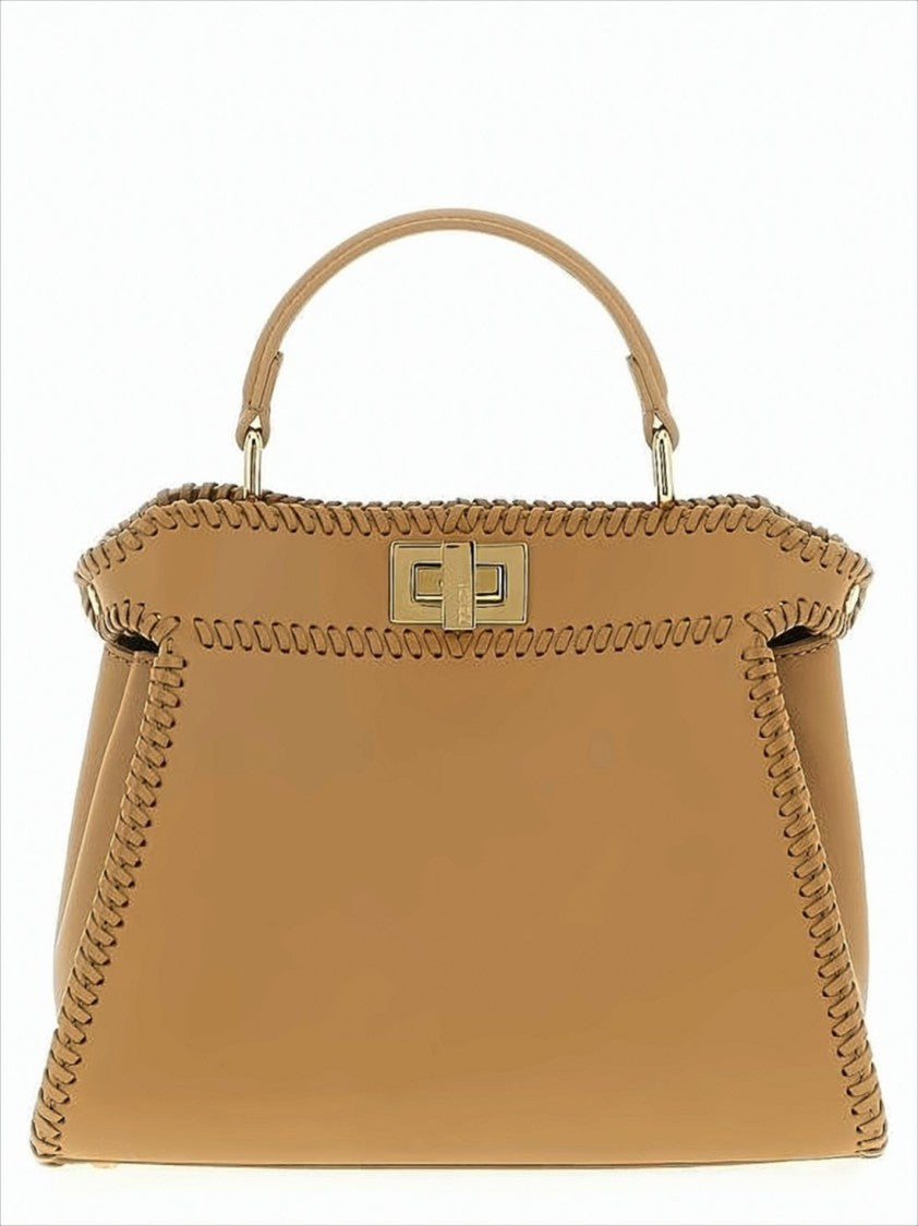 Fendi Structured Brown Leather Shoulder Bag