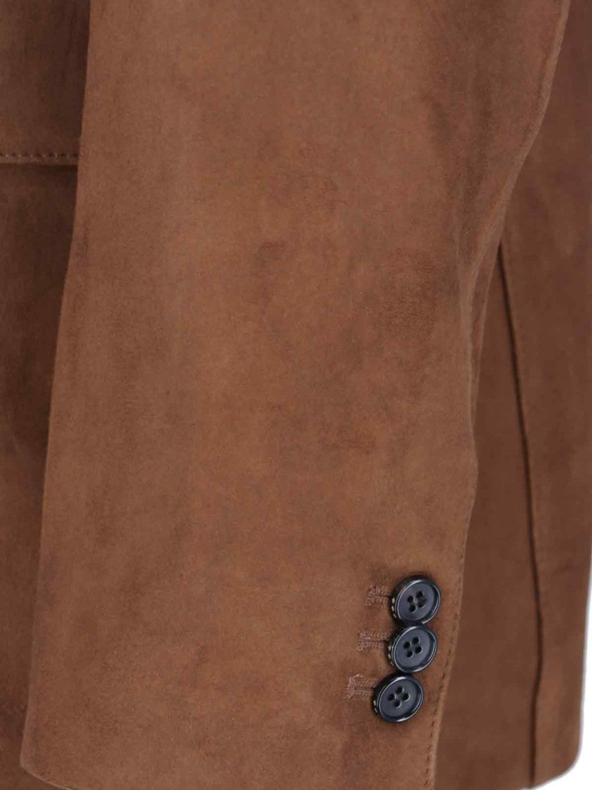 Tonywack Single-Breasted Suede Blazer With Classic Lapel
