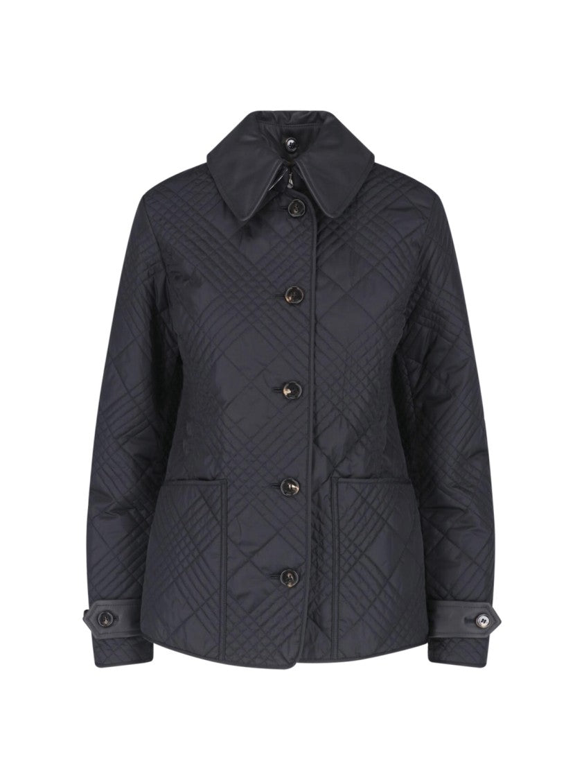 Burberry Diamond Quilted Jacket With Classic Collar And Button Closure