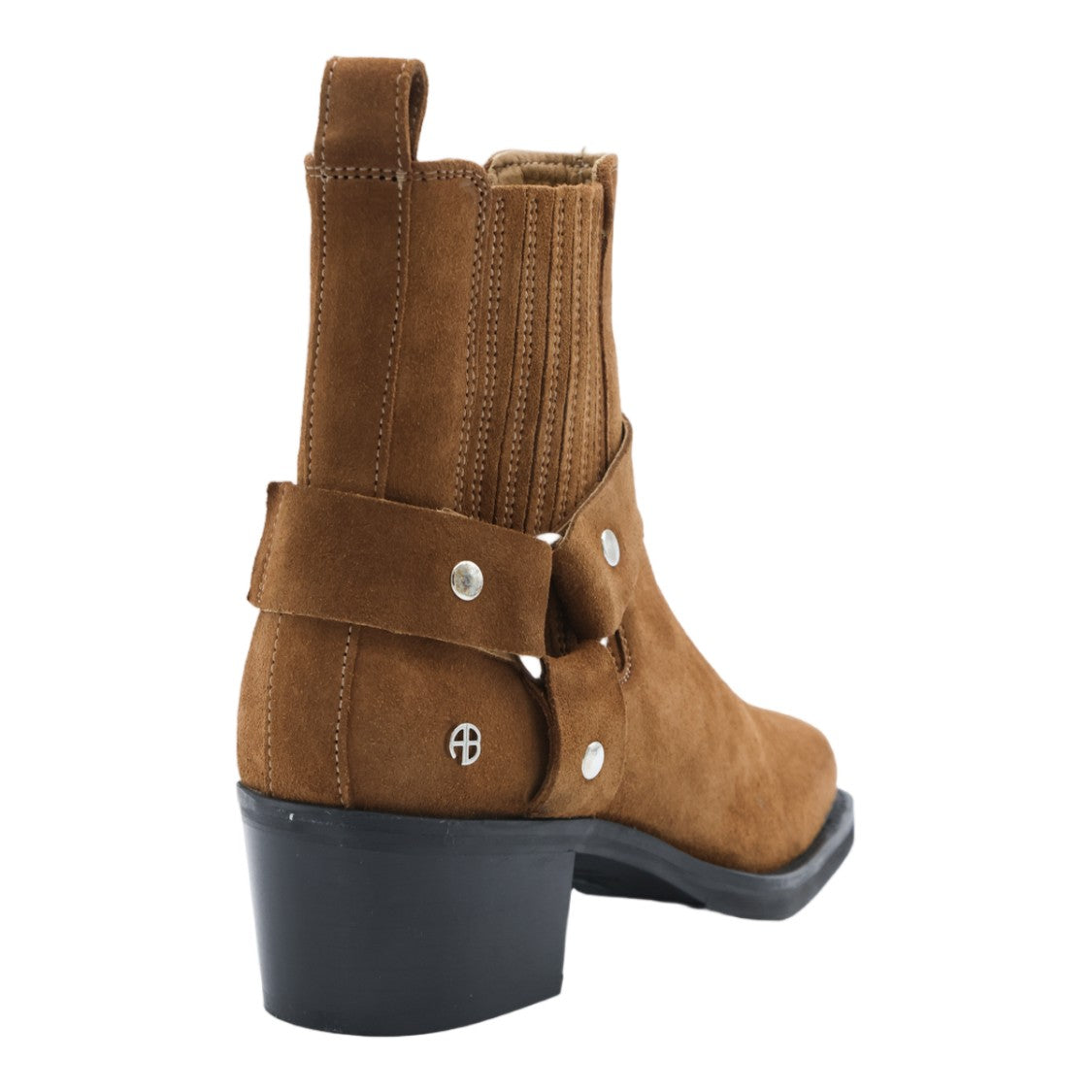 Anine Bing Rich Brown Suede Ankle Boots With Silver Accents