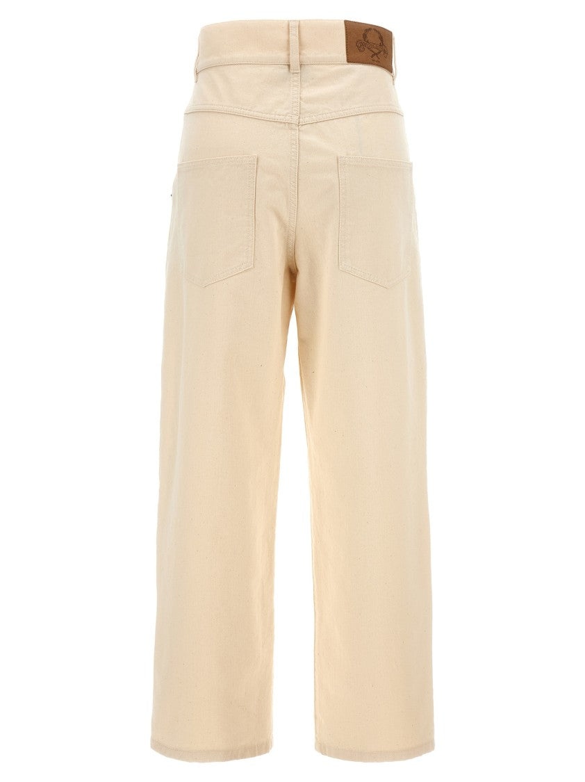 Moschino Ankle-Length Cotton Gabardine Trousers With High Waist