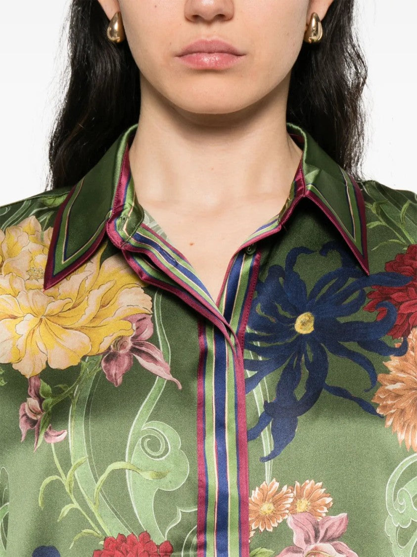 Alemais Grass Green Silk Shirt