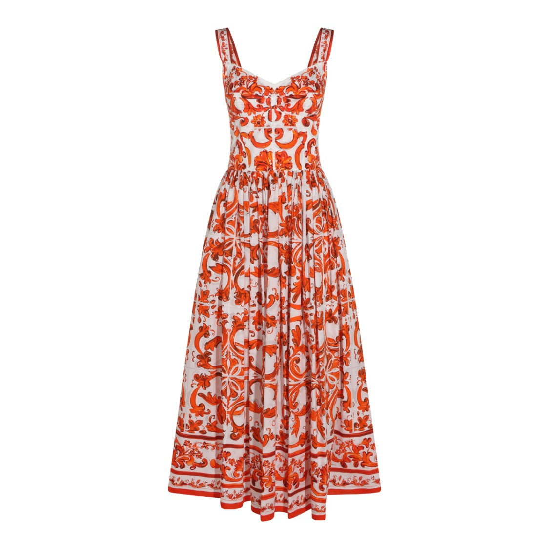 Dolce & Gabbana Fitted Midi Dress With Sweetheart Neckline And Baroque Floral Pattern