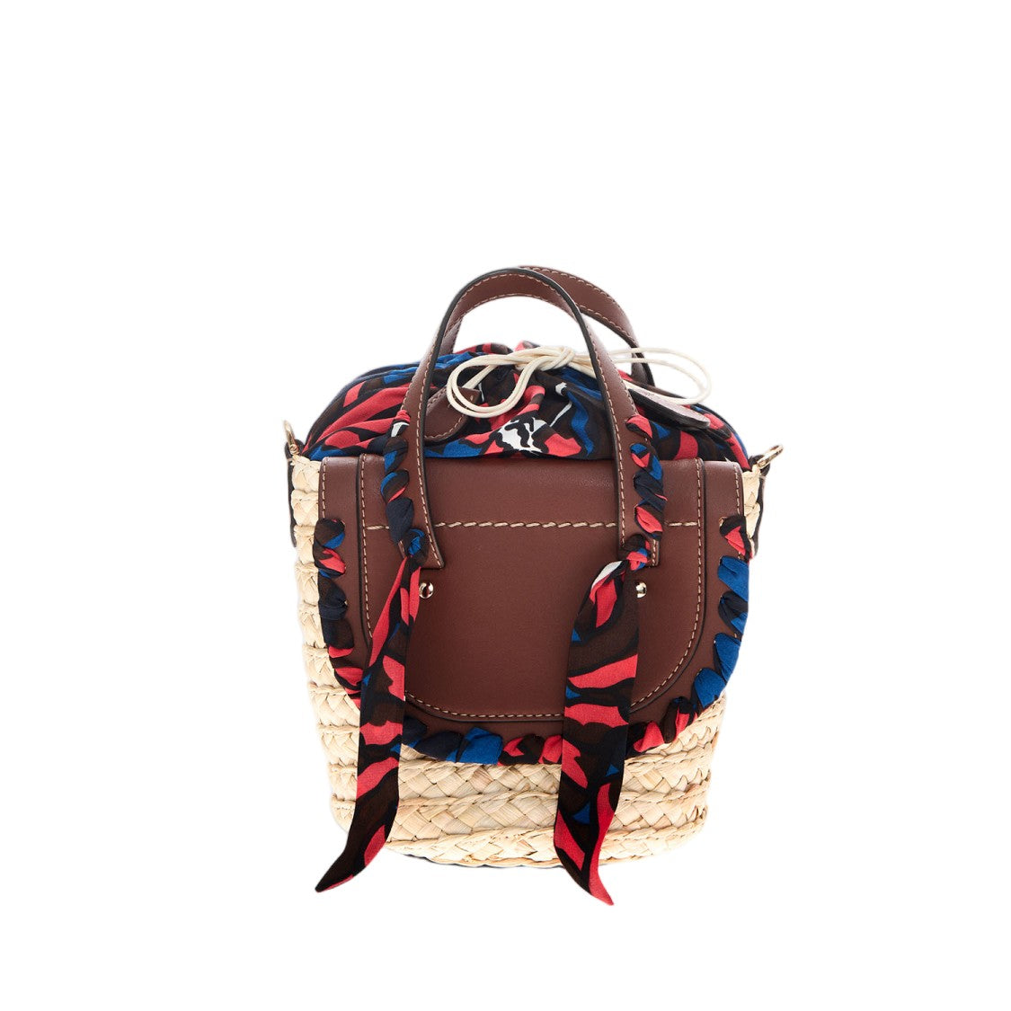 Cuba Lab Raffia And Leather Bag With Silk Floral Accents