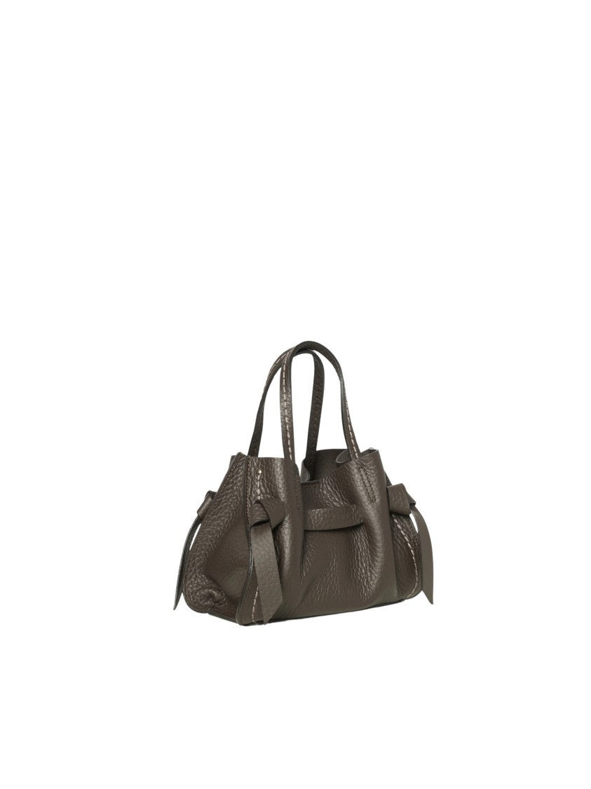 Visona` Queen Pebbled Brown Structured Shoulder Bag