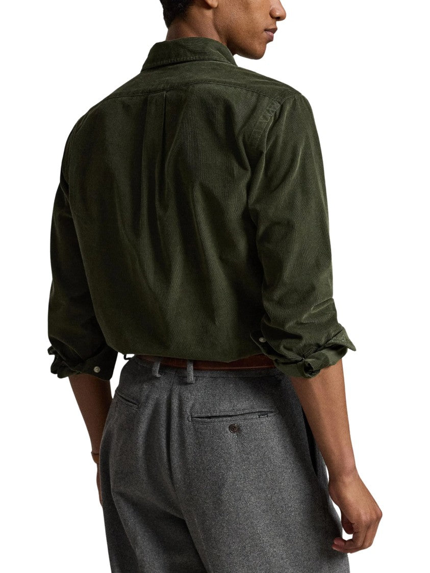 Polo Ralph Lauren Deep Green Long Sleeve Sport Shirt With Button-Down Collar