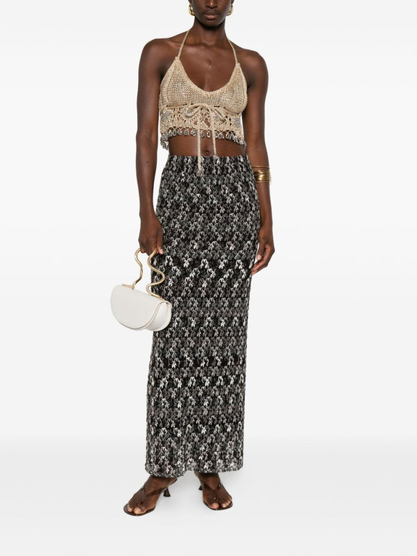 Missoni Maxi Skirt With Textured Floral Pattern In Brown And Black