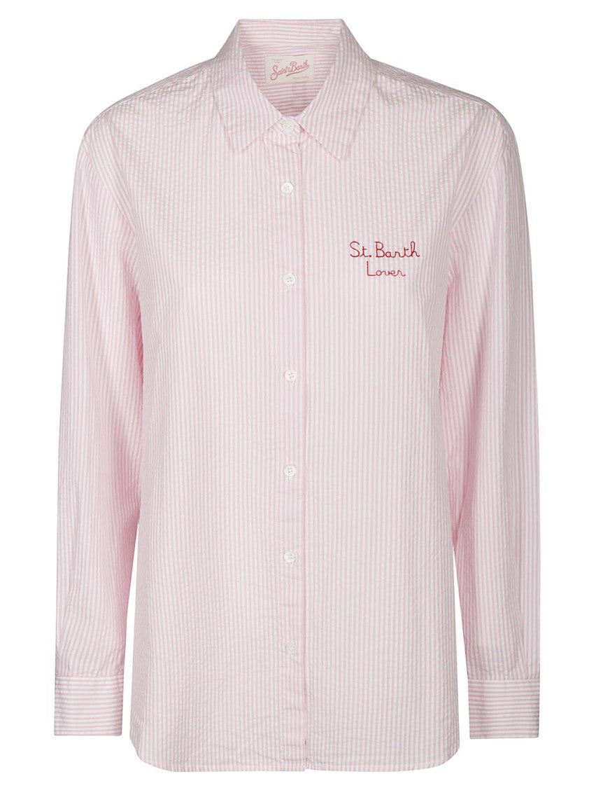 Mc2 Saint Barth Striped Shirt With Snoopy Collaboration