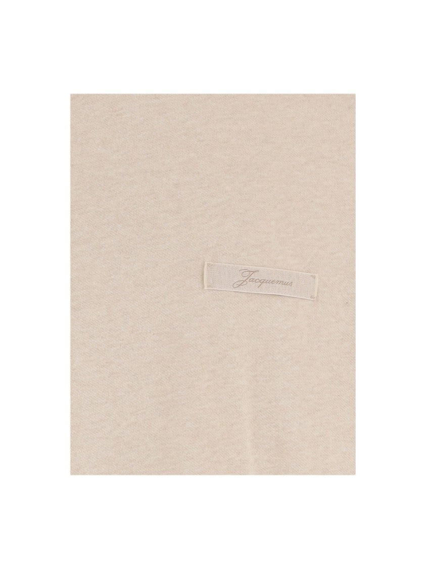 Jacquemus Beige Logo Label Ribbed Crewneck Cotton T-Shirt