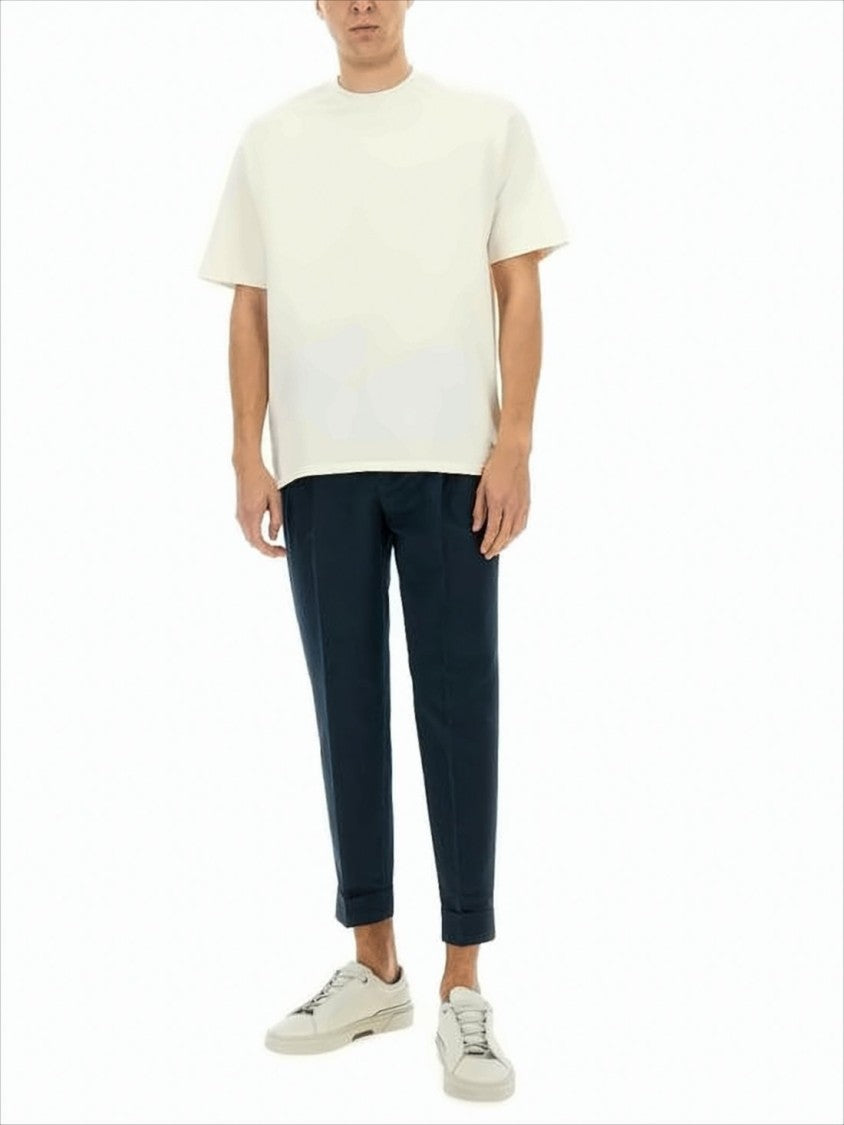 Pt Torino Tailored Blue Straight Pants With Cuffed Hems