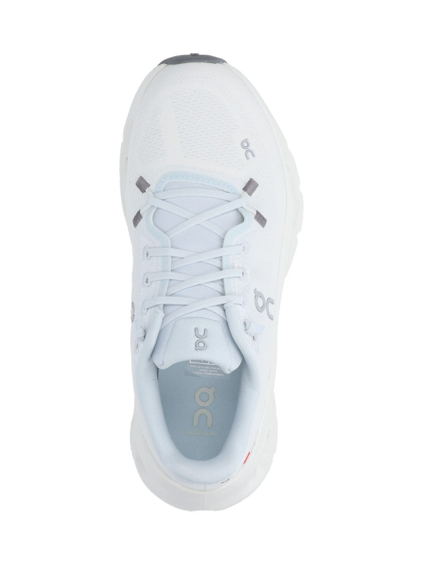 On White Sneakers With Blue Details And Logo Embroidery