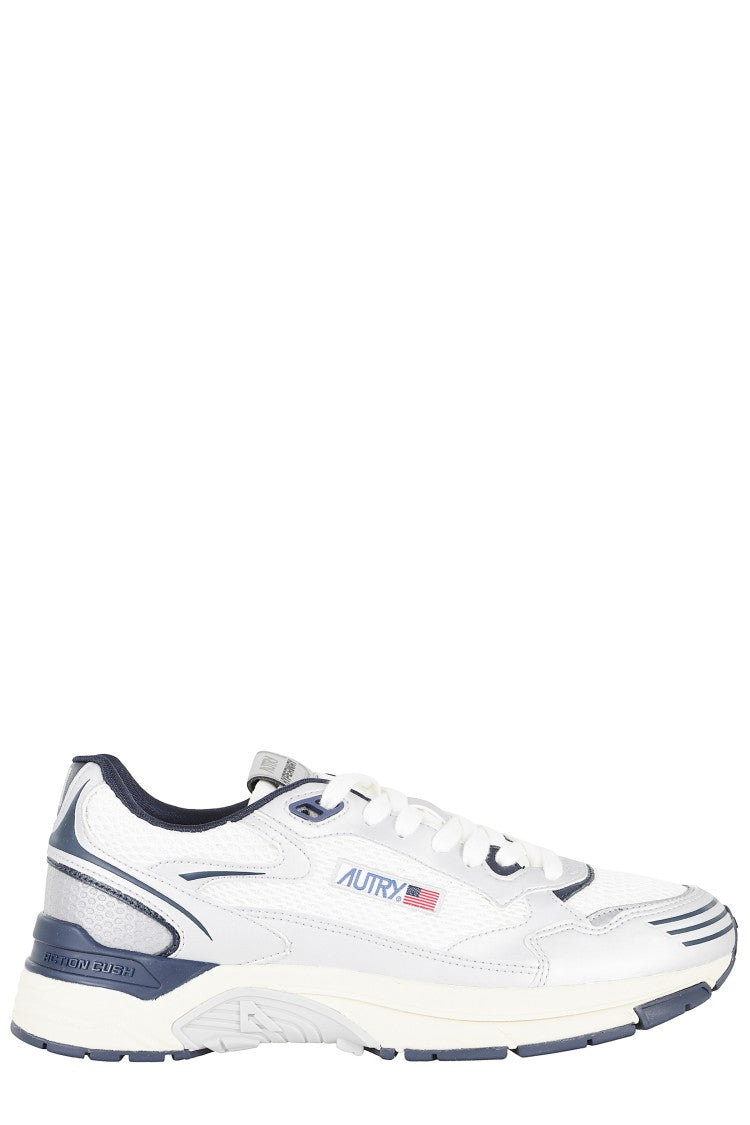 Autry Silver Blue Hyperway Low Mesh Leather Sneakers
