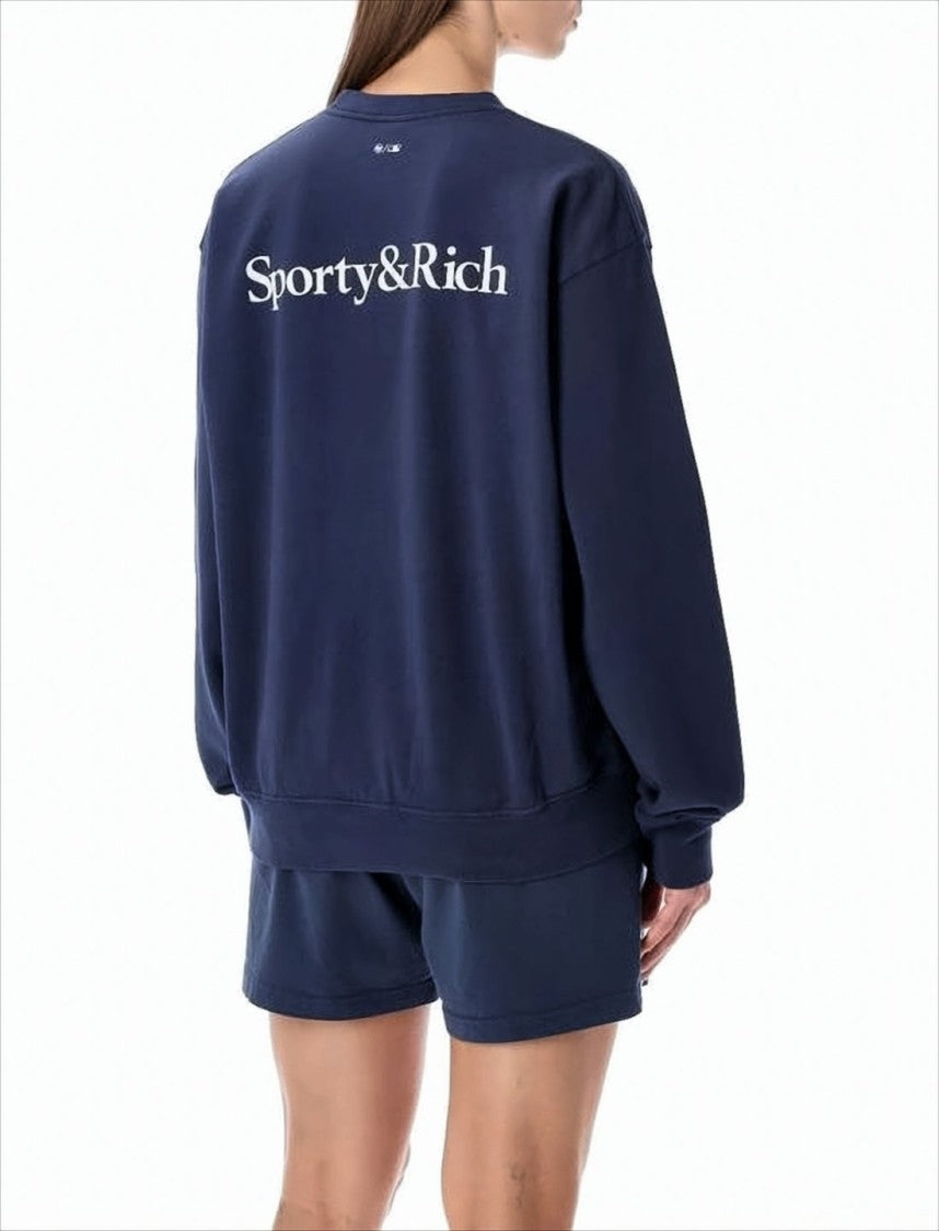 Sporty And Rich Relaxed Fit Crewneck Sweatshirt With Signature Branding