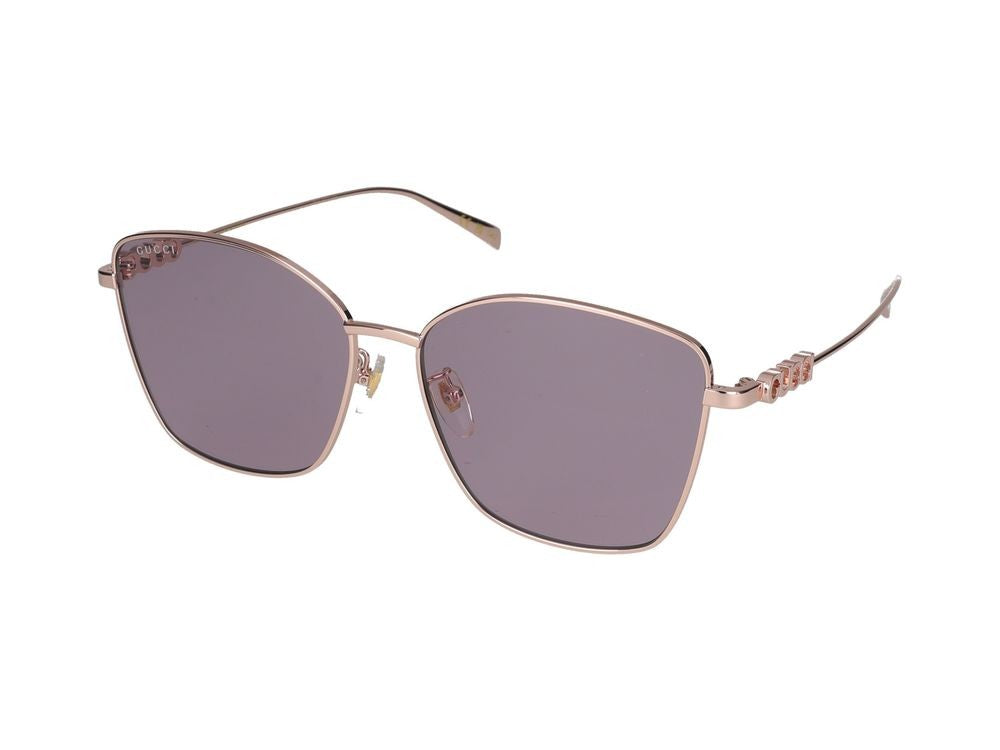 Gucci Gold Violet-Tinted Lenses Metal Frame Sunglasses