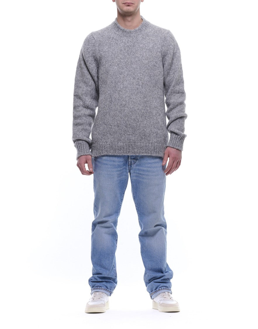 Fabrizio Del Carlo Men’S Grey Wool-Blend Crewneck Sweater