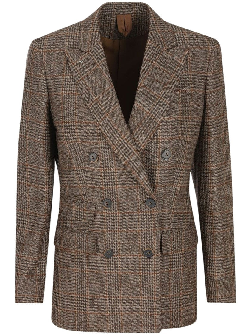 Max Mara Structured Checked Double-Breasted Blazer