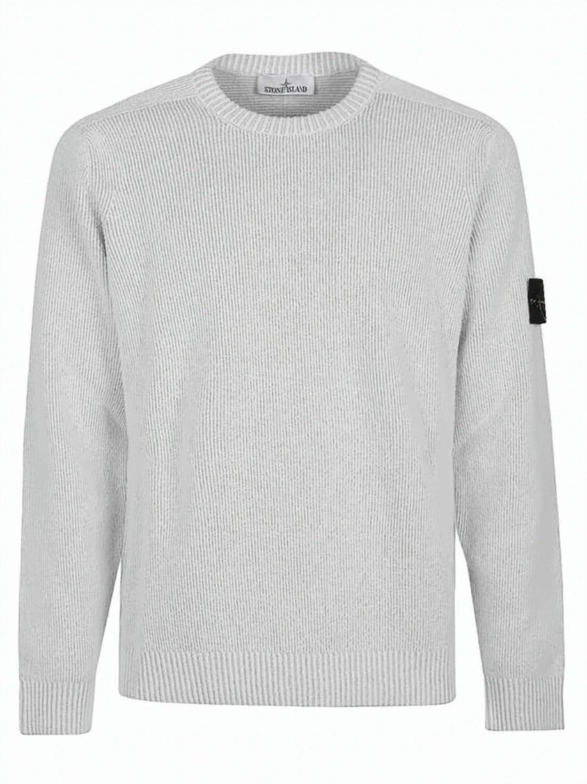Stone Island Ribbed Knit Sweater With Iconic Patch