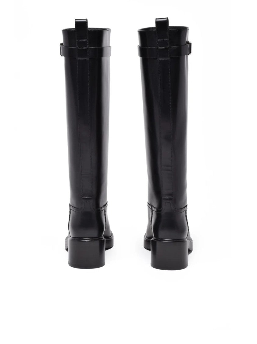 Salvatore Ferragamo Black Leather Rosalie Boots