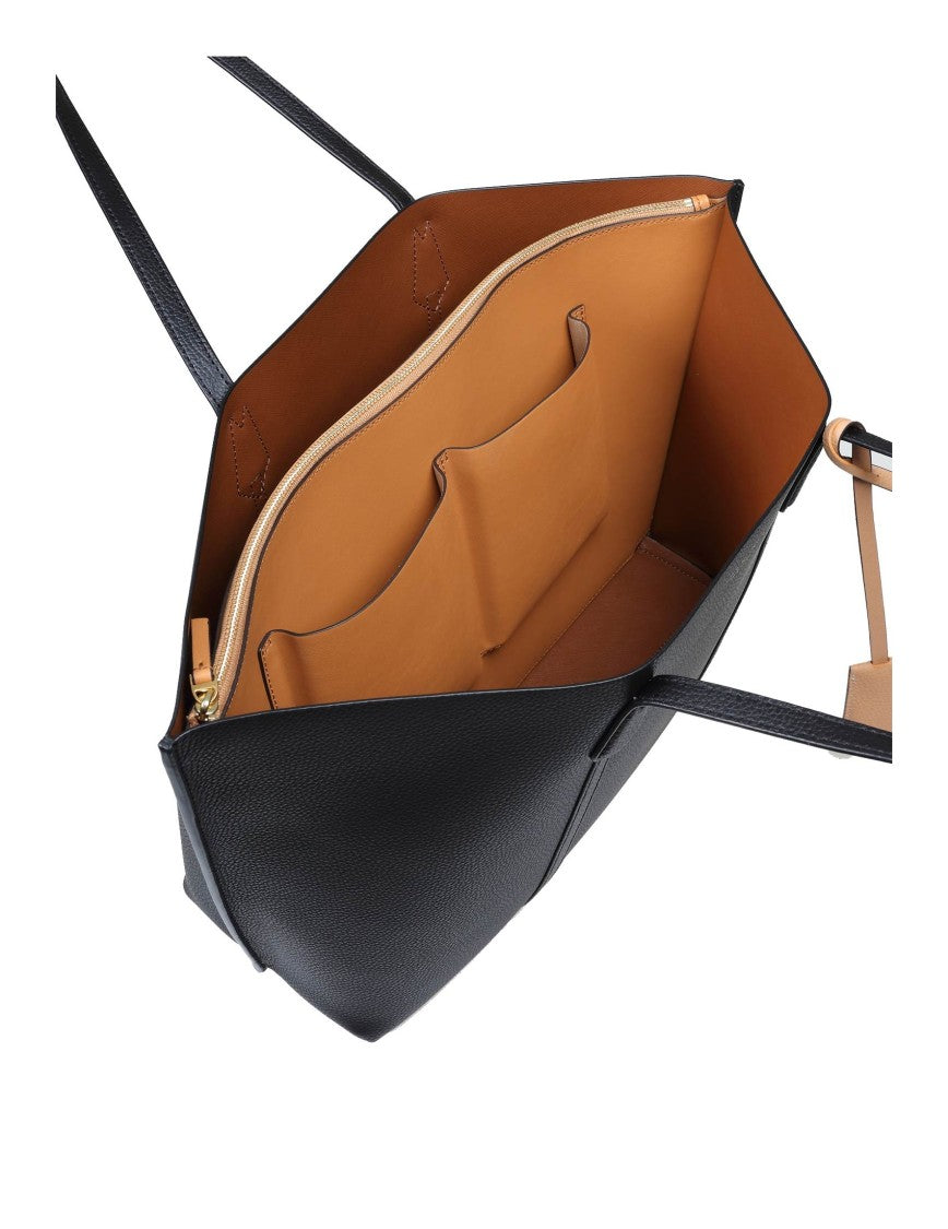 Tory Burch Perry Shopping Bag In Black Leather