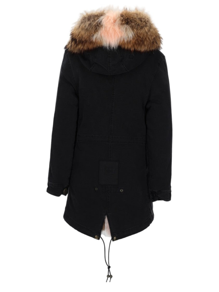 Mr & Mrs Italy Black Parka With Adjustable Drawstring And Fishtail Design