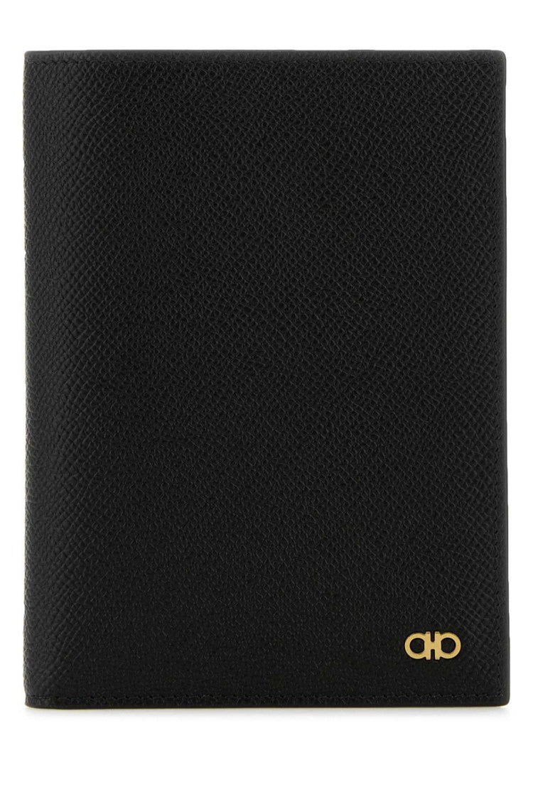Salvatore Ferragamo Black Leather Passport Holder
