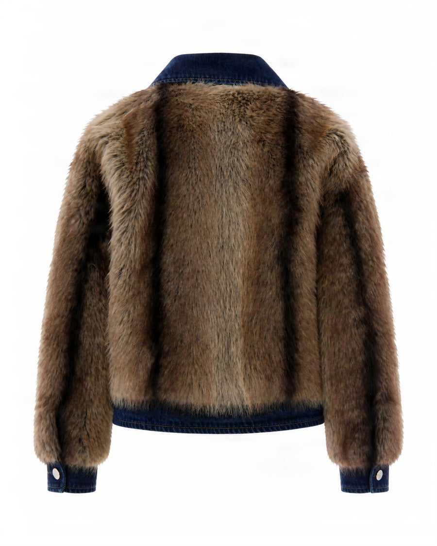 Liu Jo Denim Faux Fur Short Jacket