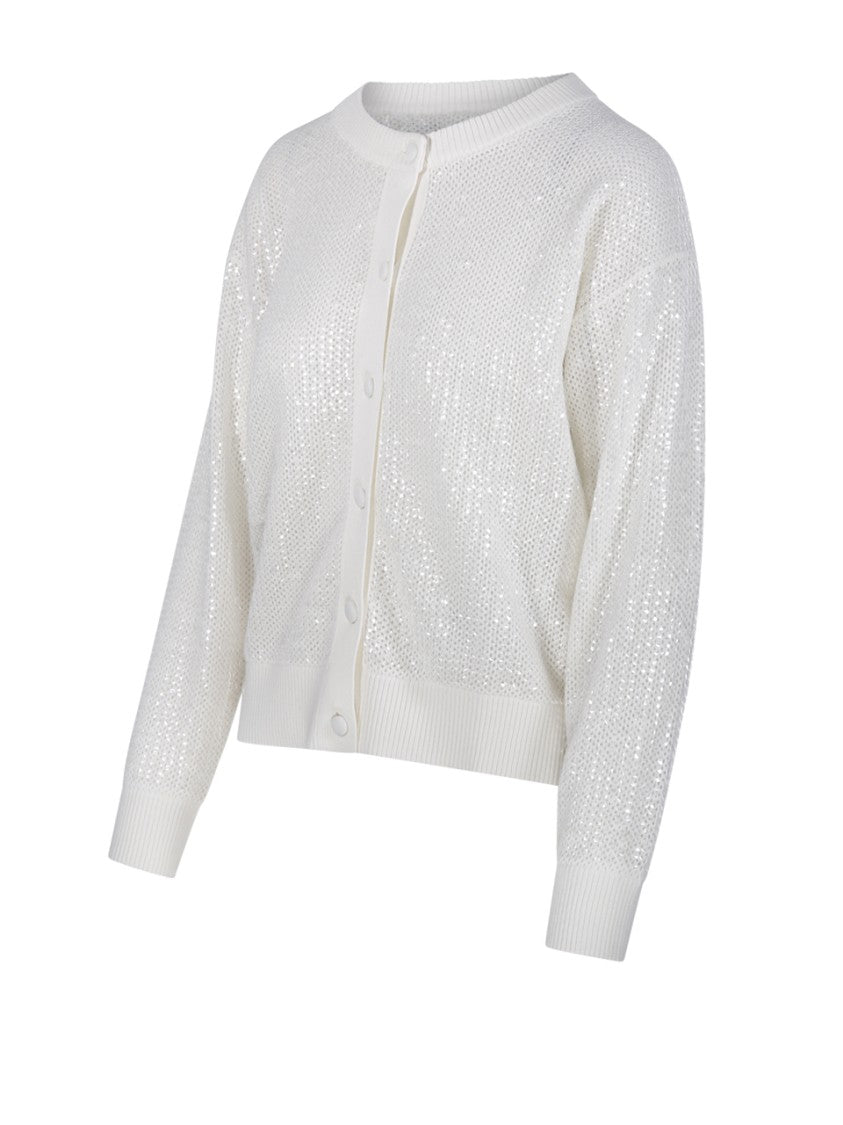 Parosh Open-Knit Cardigan With Shimmering Finish