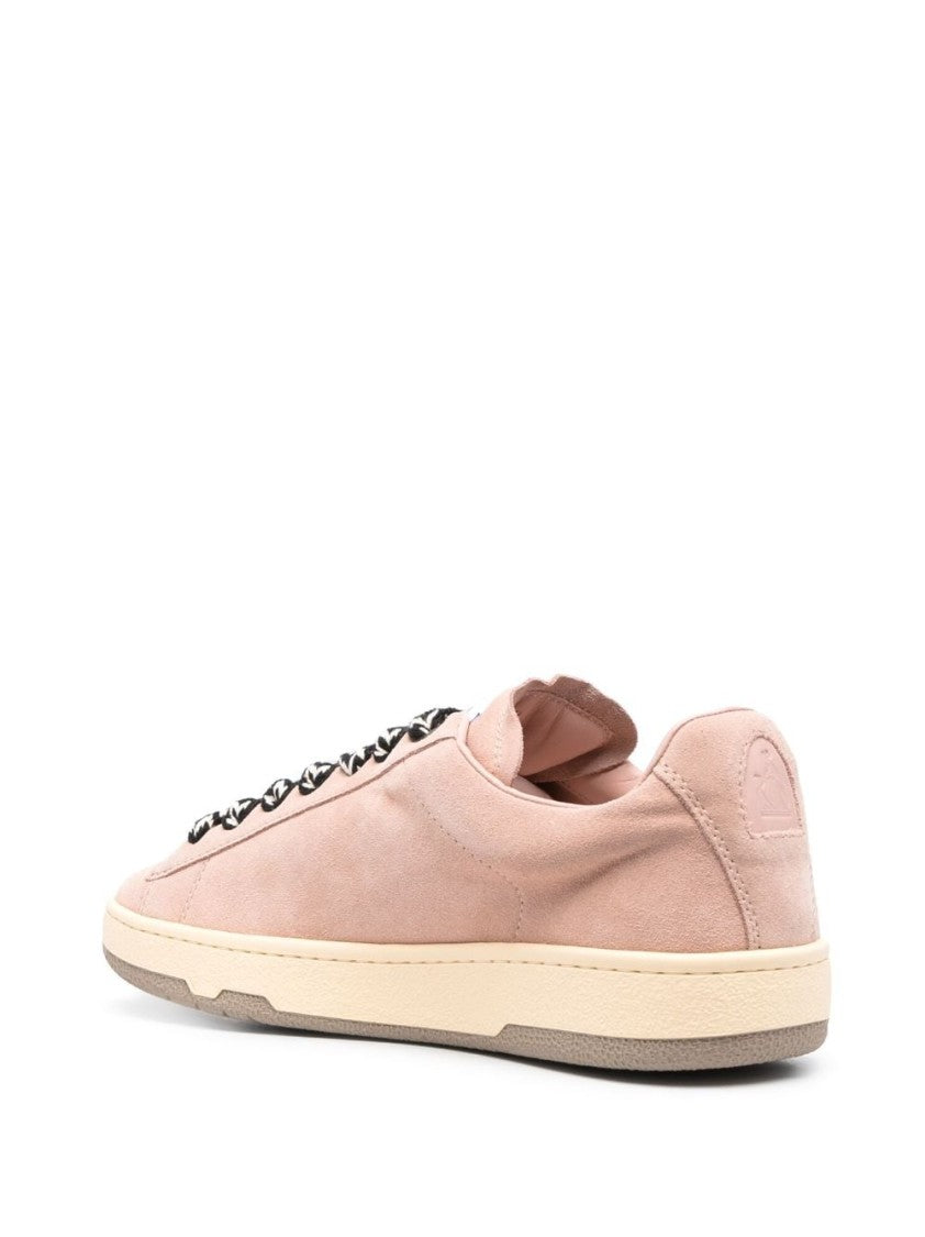 Lanvin Powder Pink Calf Suede Low-Top Sneakers