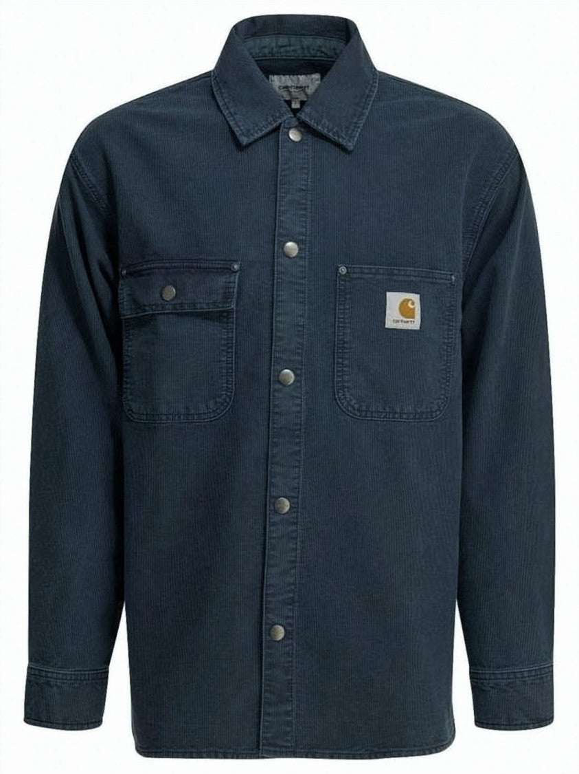 Carhartt Wip Black Structured Corduroy Patch Logo Shirt