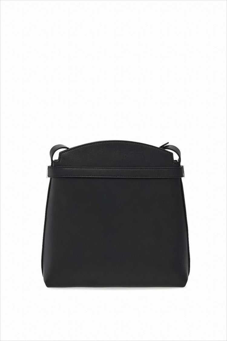 Salvatore Ferragamo Structured Black Calf Leather Crossbody Bag