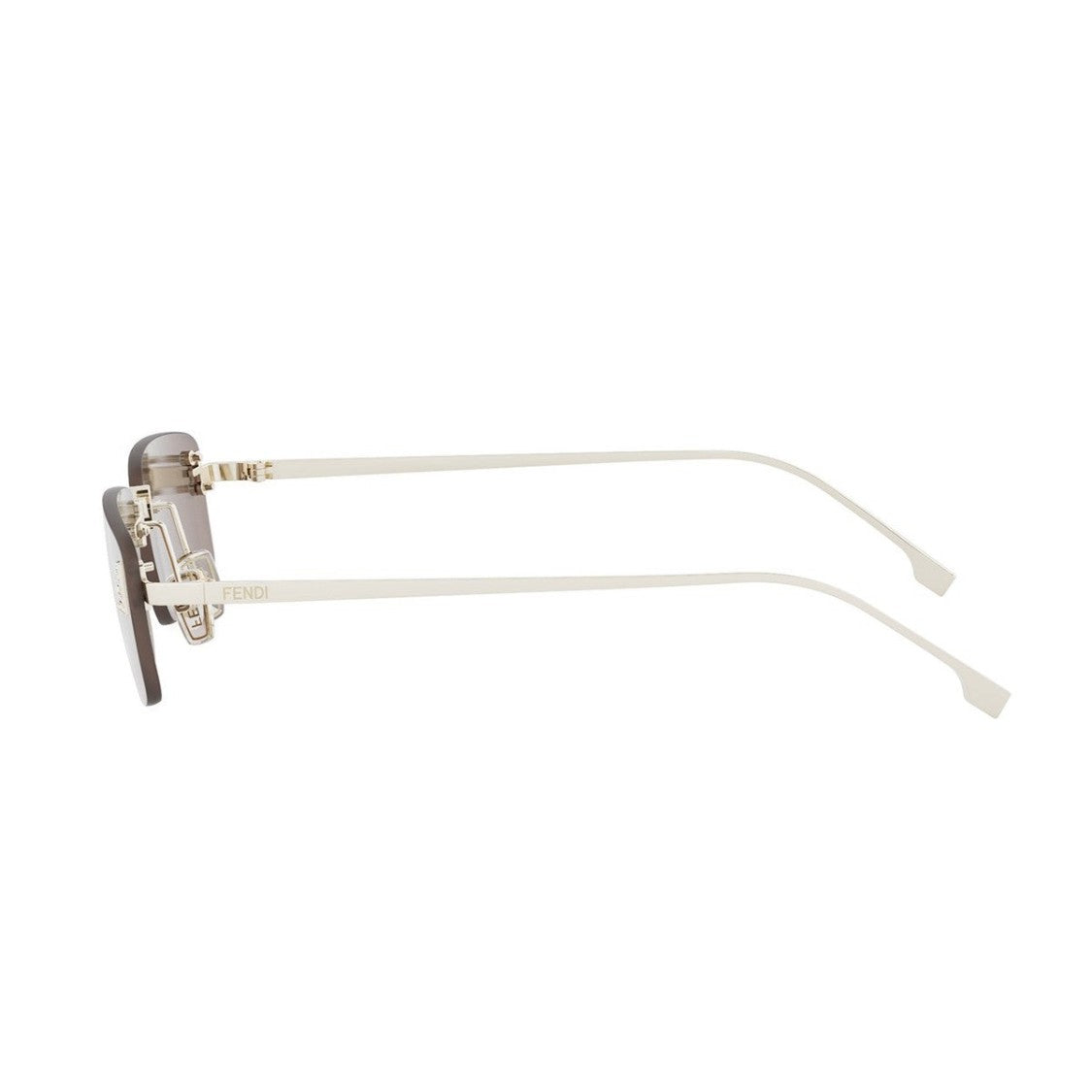 Fendi Gold Fendi First Crystal Metal Rectangular Sunglasses