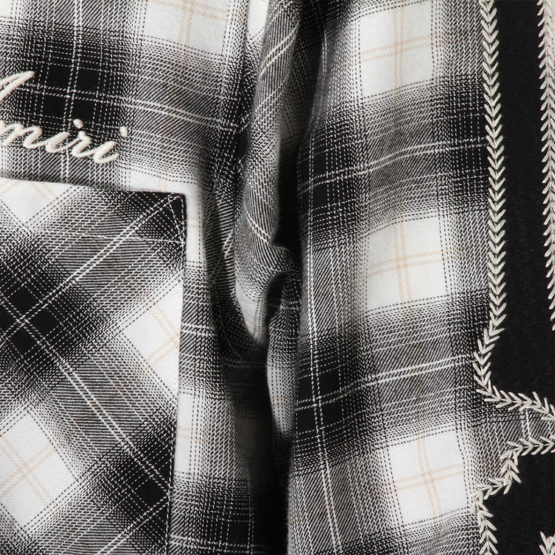 Amiri Black Plaid Shirt With Embroidered Details