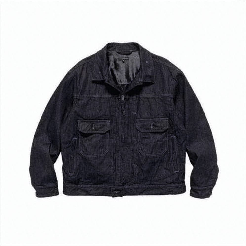 Engineered Garments Structured Black Cotton Jacket With Zipper Closure