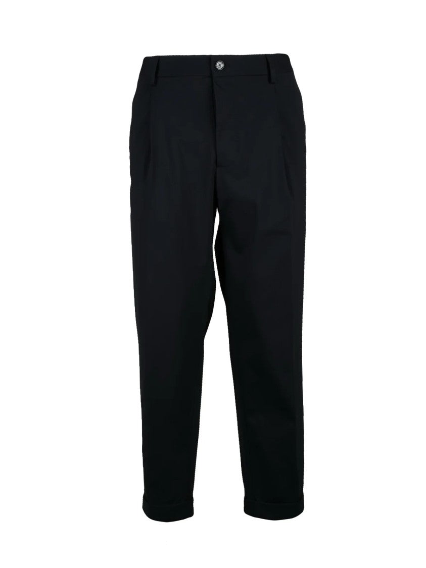 Les Hommes Technical Black Trousers With Tapered Silhouette And Functional Pockets