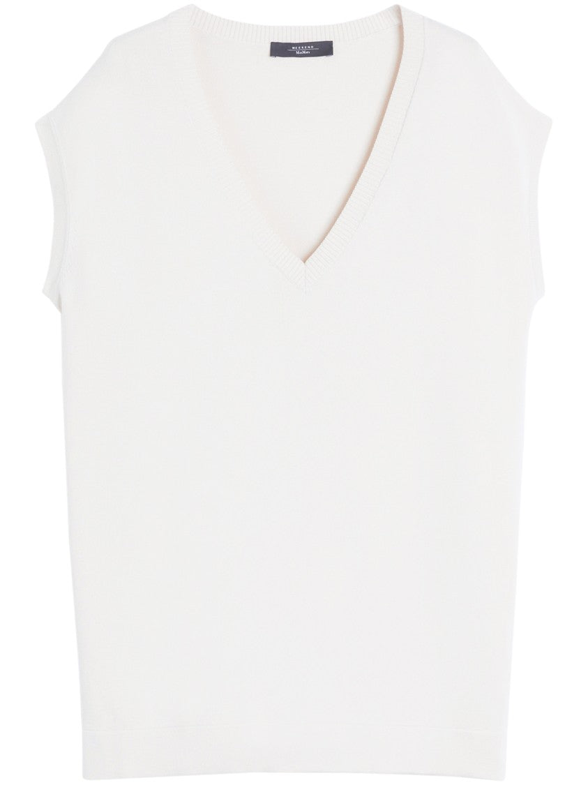 Max Mara Relaxed Fit Deep V-Neck Sweater With Short Sleeves