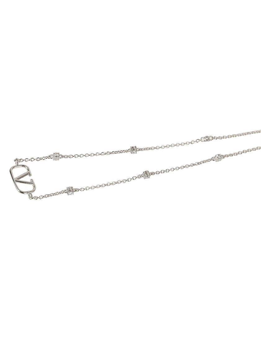 Valentino Garavani Refined Silver Chain Bracelet With Decorative Accents