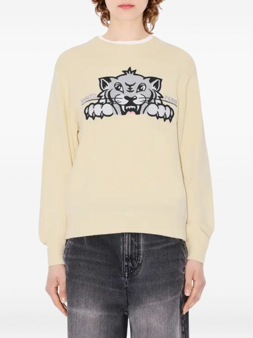Kenzo Graphic Knit Sweater With Bold Tiger Motif
