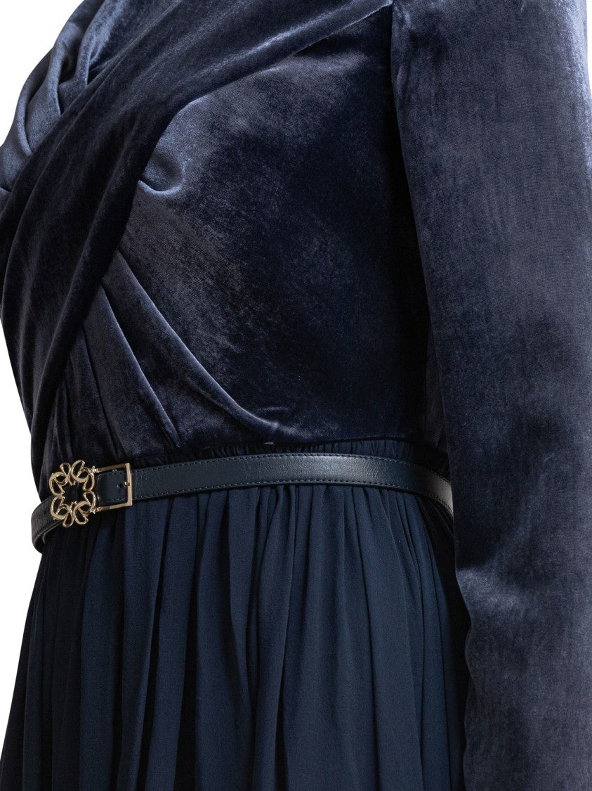 Elie Saab Wrap-Style Midi Dress With Velvet Bodice