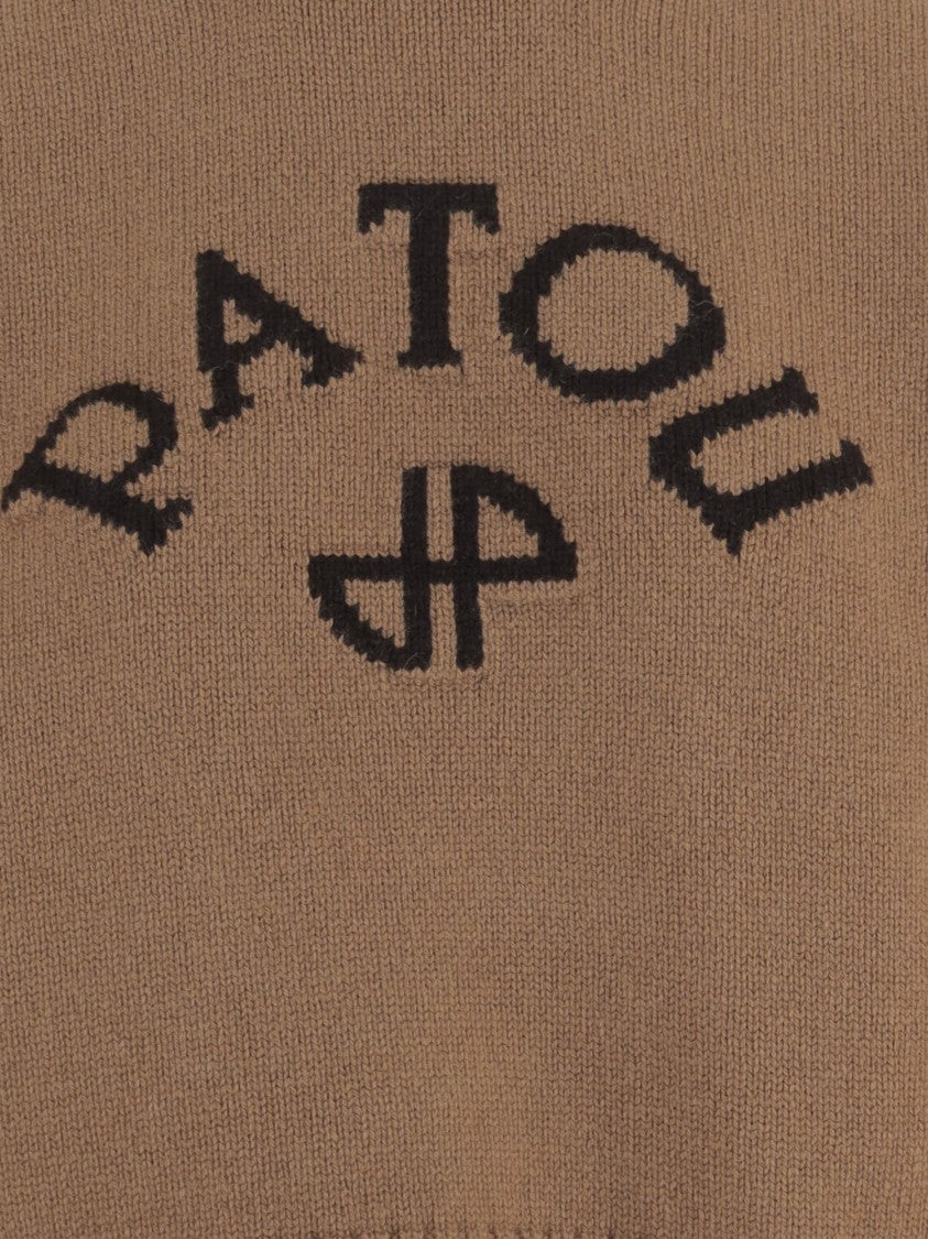 Patou Wool And Cashmere Blend Sweater With Contrast Logo