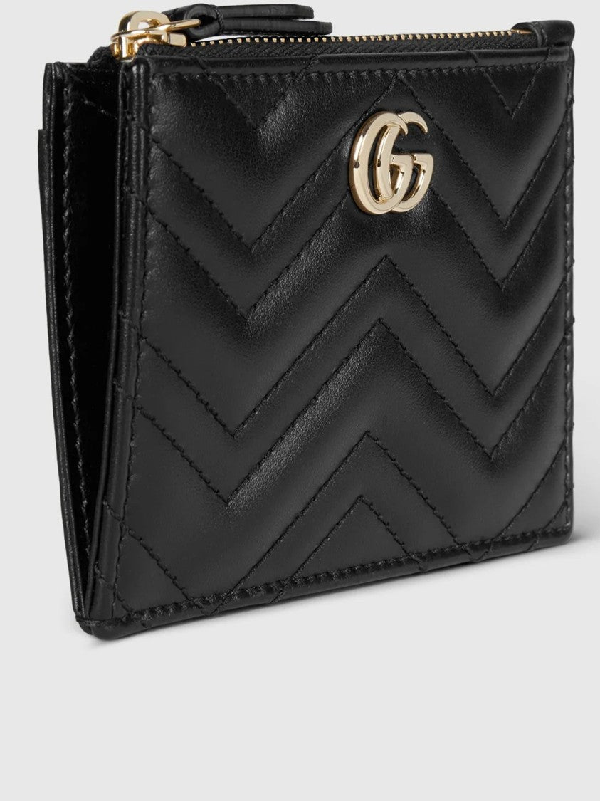 Gucci Black Chevron Quilted Leather Key Pouch