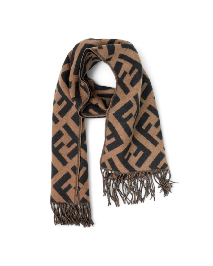 Fendi Ff Logomania Wool Scarf - Brown