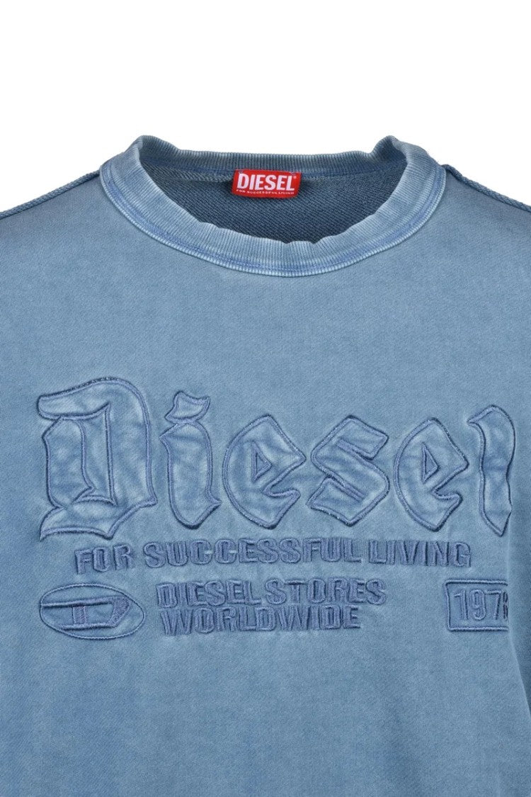 Diesel Blue Cotton Men's Raised Logo Sweatshirt