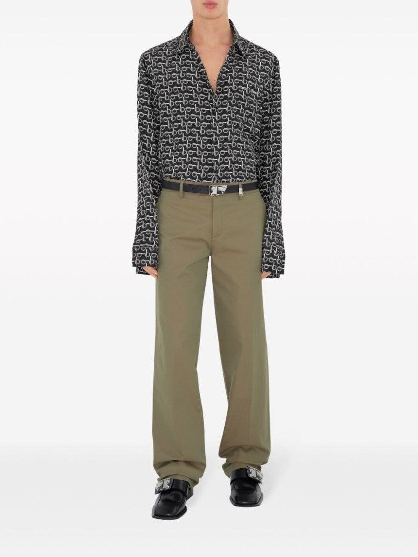 Burberry Khaki Trousers With Logo