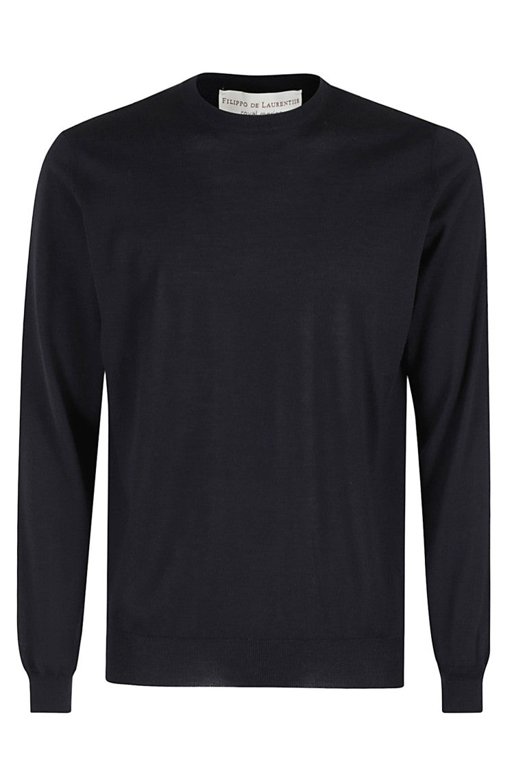 Filippo De Laurentiis Blue Merino Crewneck Sweater