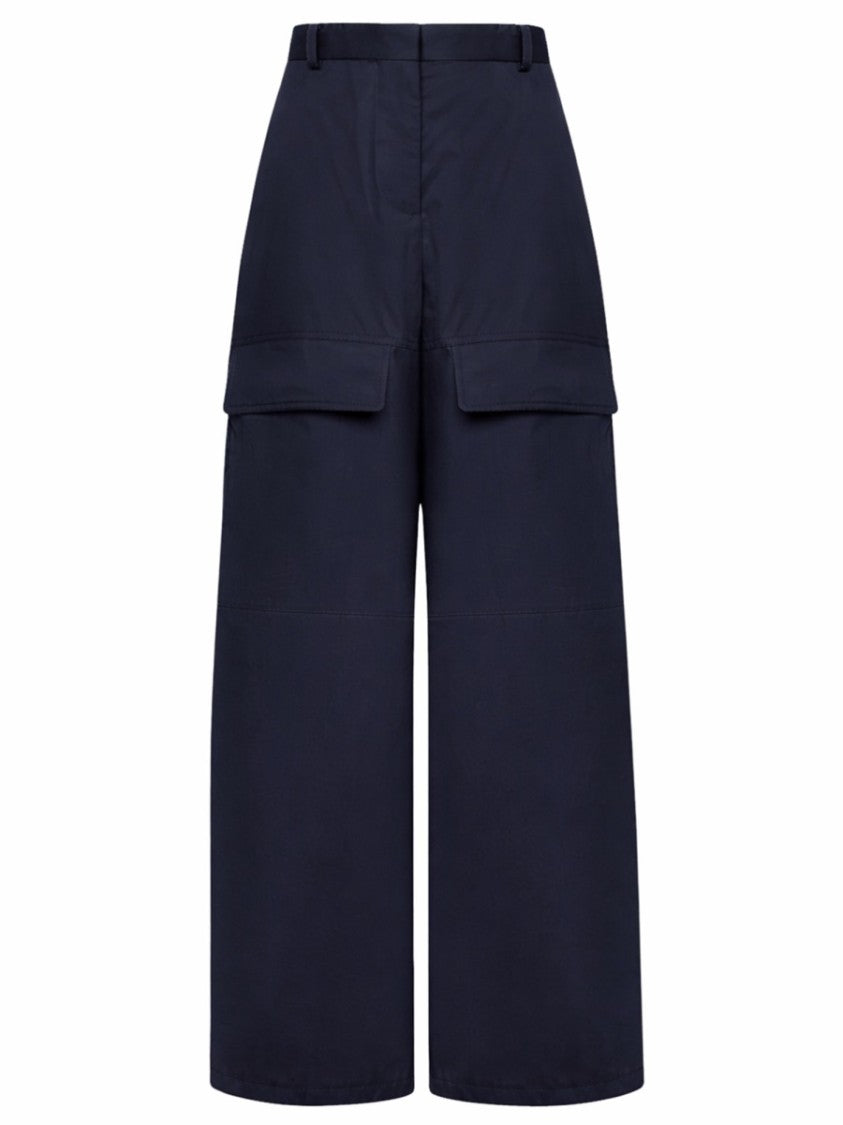 Stella Mccartney High-Waist Wide-Leg Cotton Cargo Pants