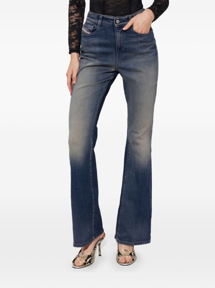 Diesel Blue High-Waisted Denim Wash Effect Jeans